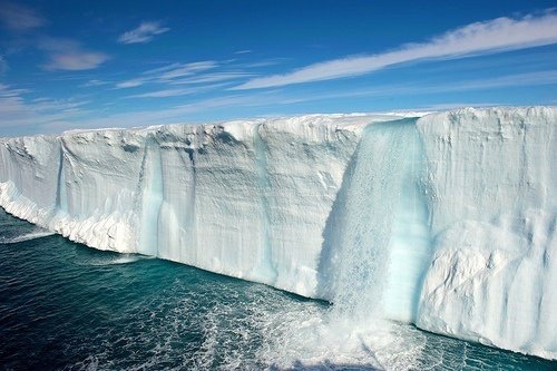 Glacial Waterfall, Svalbard Islands, Norway 